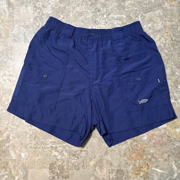 AFTCO Fishing Shorts Mens 36 Blue Cargo Nylon Bluewater 6” Inseam Nautical - Picture 1 of 9